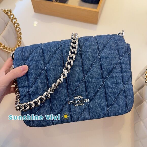 NWT Coach Quinn Bag With Quilting CAK40 Silver /Indigo